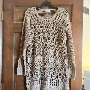Emanuel Donna Open Weave Crochet Top Size M
